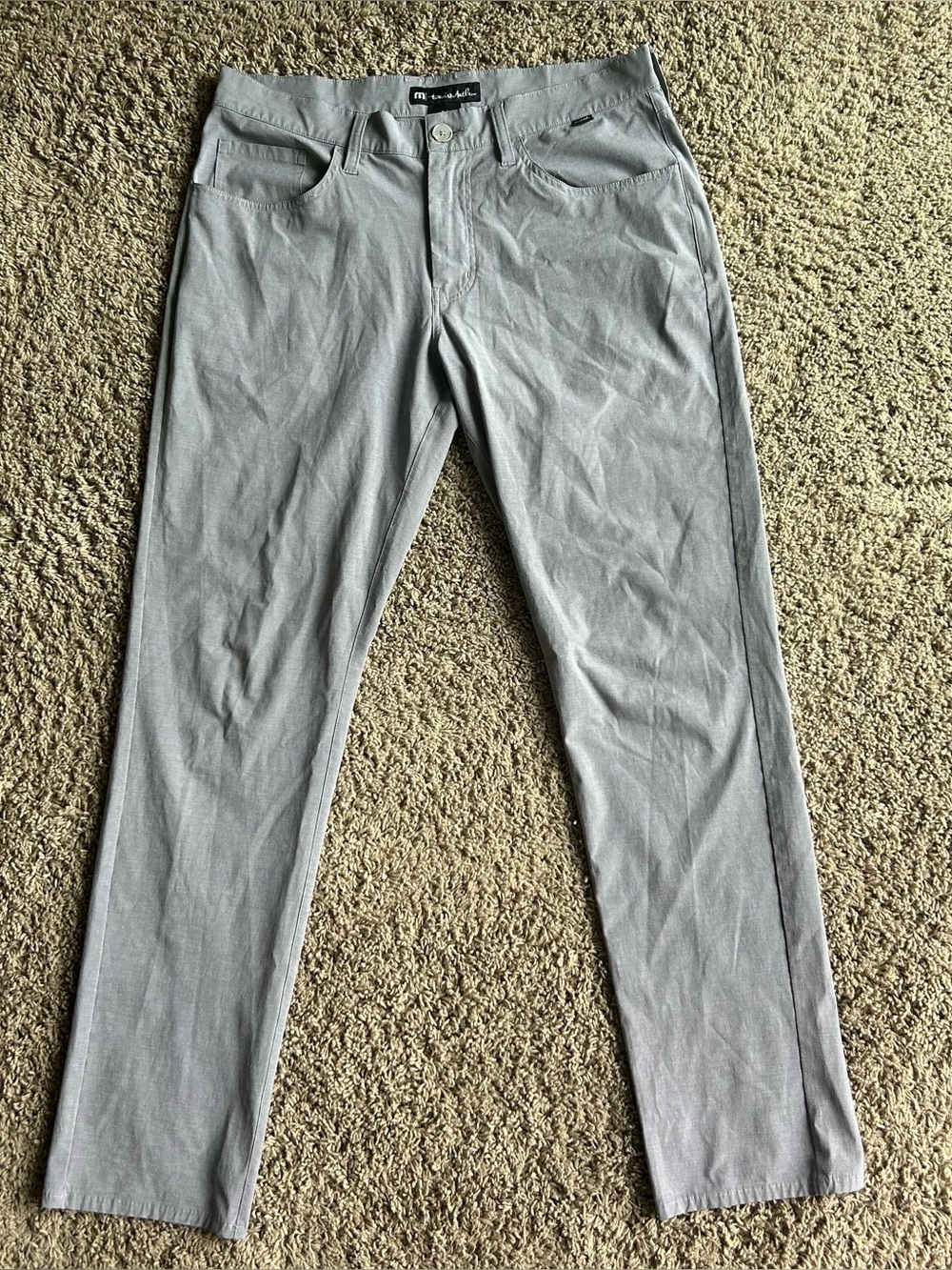 Travis Mathew Pants Mens 33(34x31) Grey Heather Athletic Performance Golf Casual